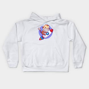 Cute Monkey Riding Rocket Cartoon Kids Hoodie